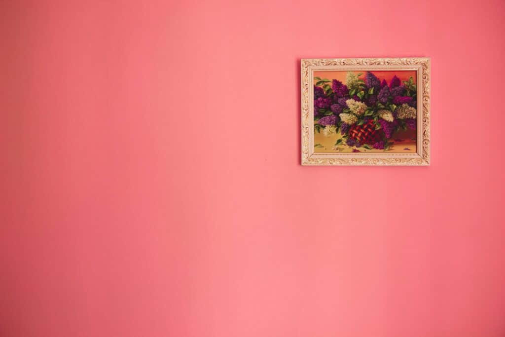 Pink wall with a picture